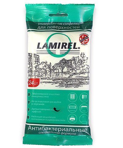Антибактериальные универсальные чистящие салфетки Lamirel для поверхностей, 24 шт, еврослот, мягкая в Таразе.