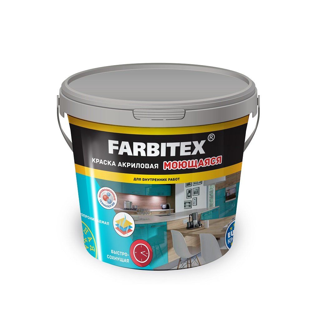 Краска акриловая FARBITEX Моющаяся, 25 кг., цена - купить в интернет-магазине